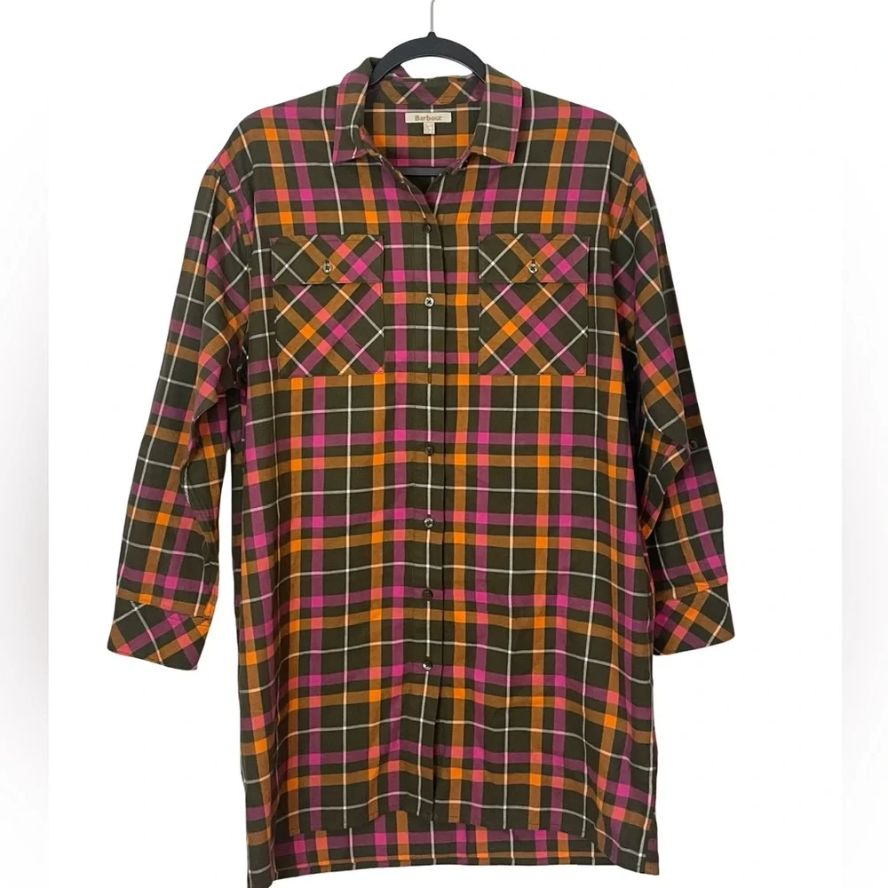 Barbour Lorna shirt dress in green check